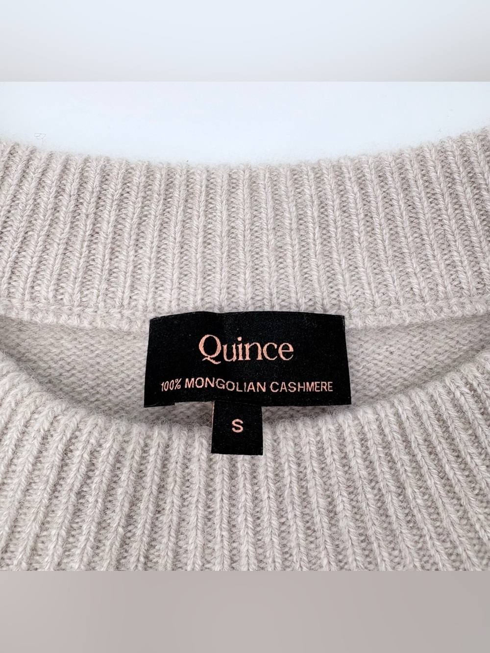 Quince Heather Cloud Beige Mongolian Cashmere Oversized Crewneck Sweater - Picture 11 of 12